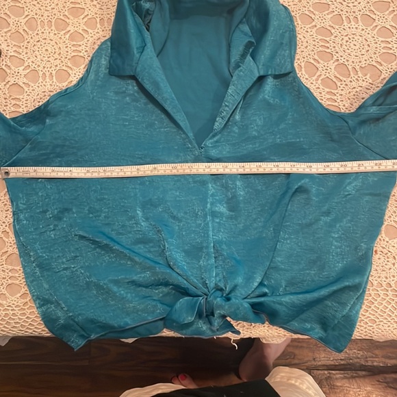 BUCKLE Willow & Root COLD SHOULDER Tie Front Top TEAL Sexy XL NWT - Picture 5 of 6